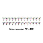Creative Converting Rainbow Foil Happy Birthday 2-Sided Pennant Banner - 9'