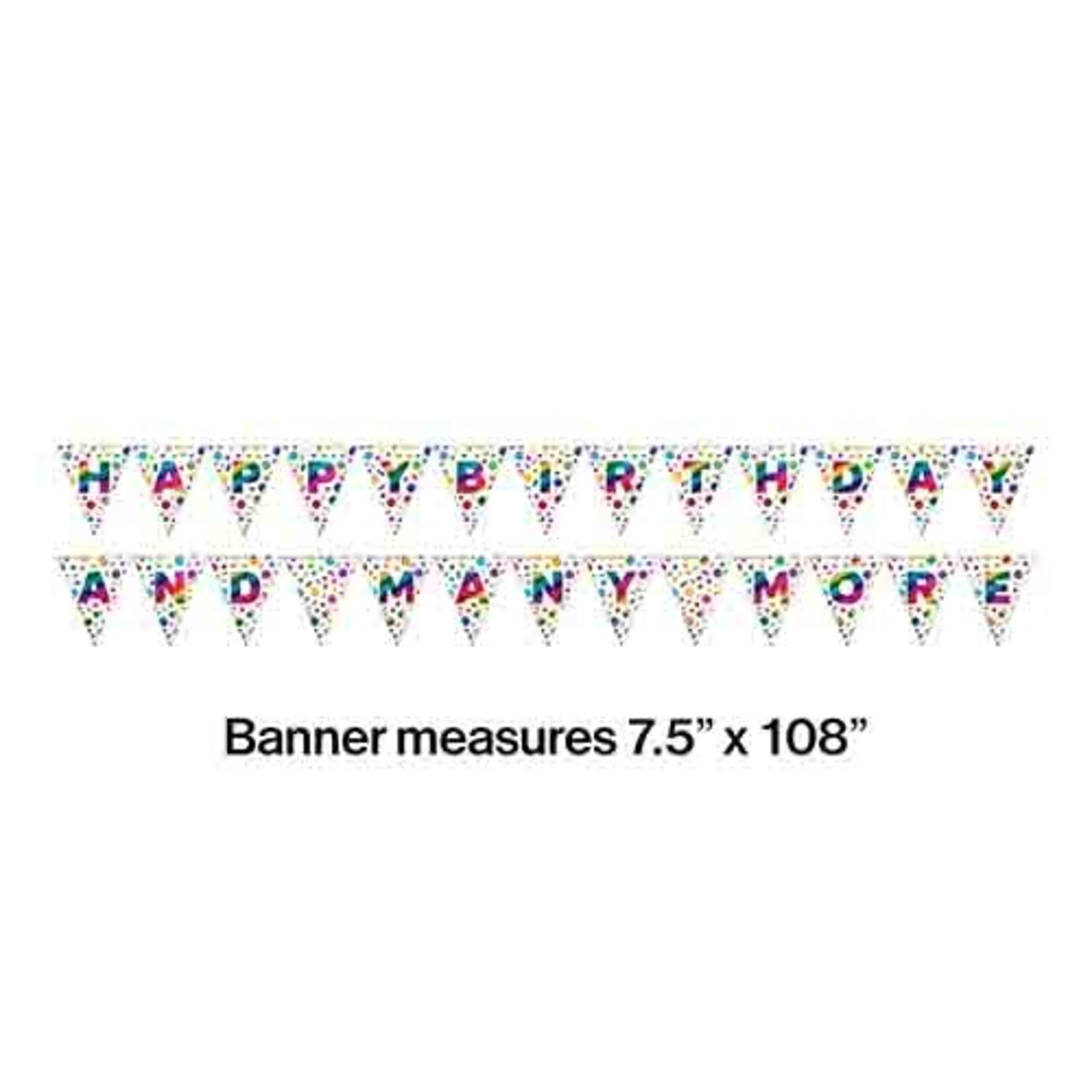 Creative Converting Rainbow Foil Happy Birthday 2-Sided Pennant Banner - 9'
