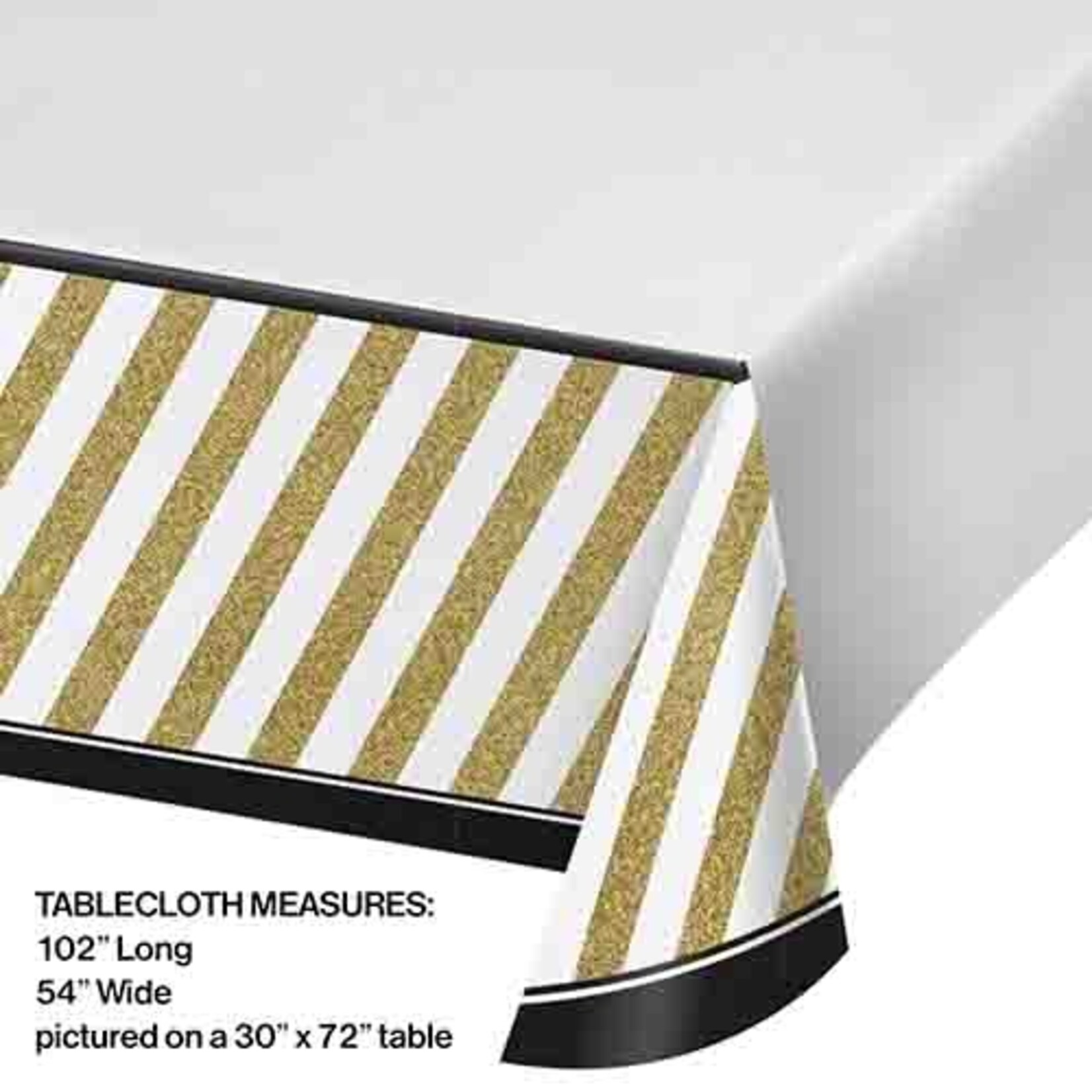 Creative Converting Black & Gold Plastic Tablecover - 1ct. (54" x 108")