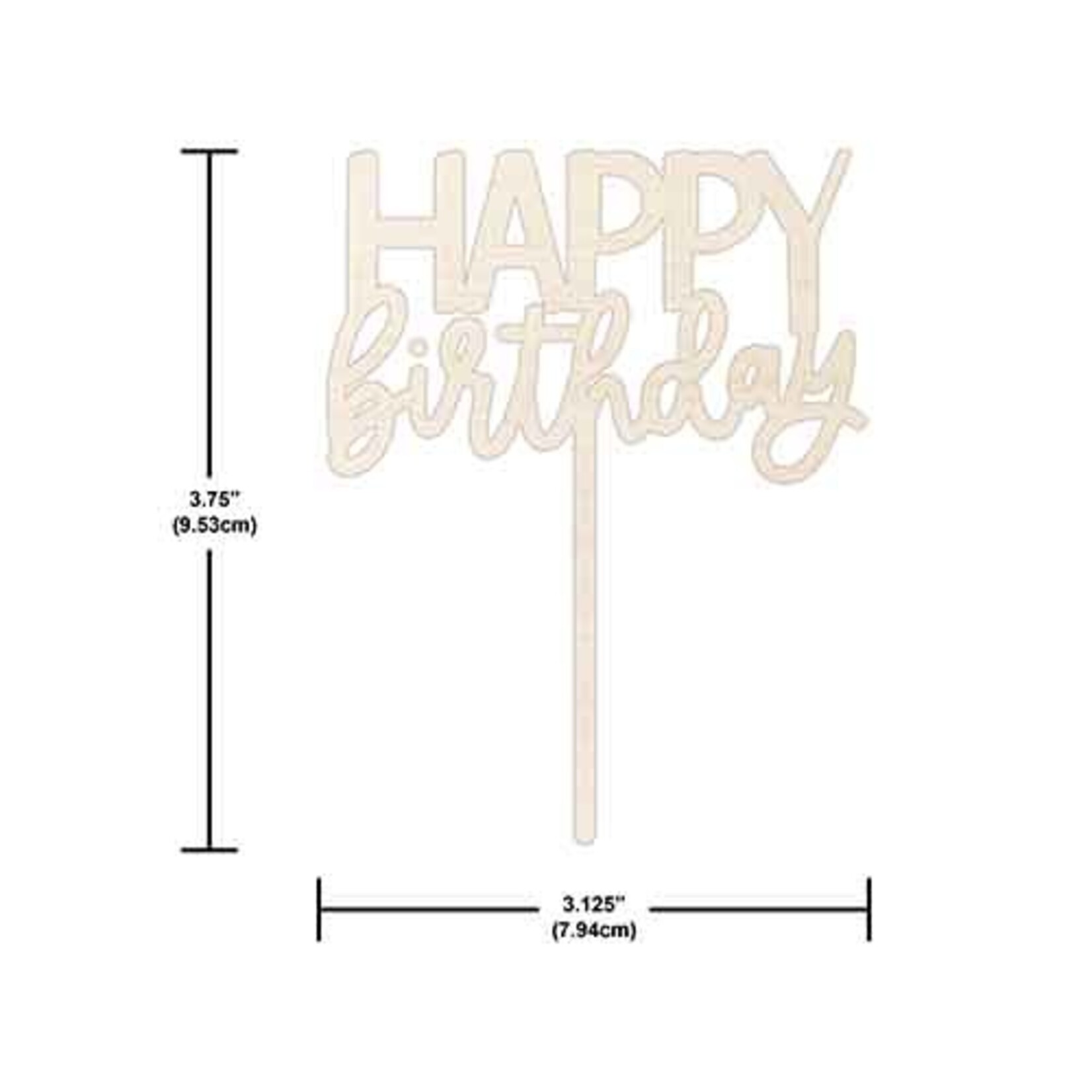 Creative Converting Happy Birthday Wood Cake Topper - 1ct.