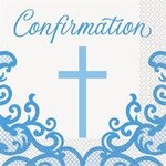 unique Fancy Blue Cross Confirmation Lunch Napkins - 12ct.