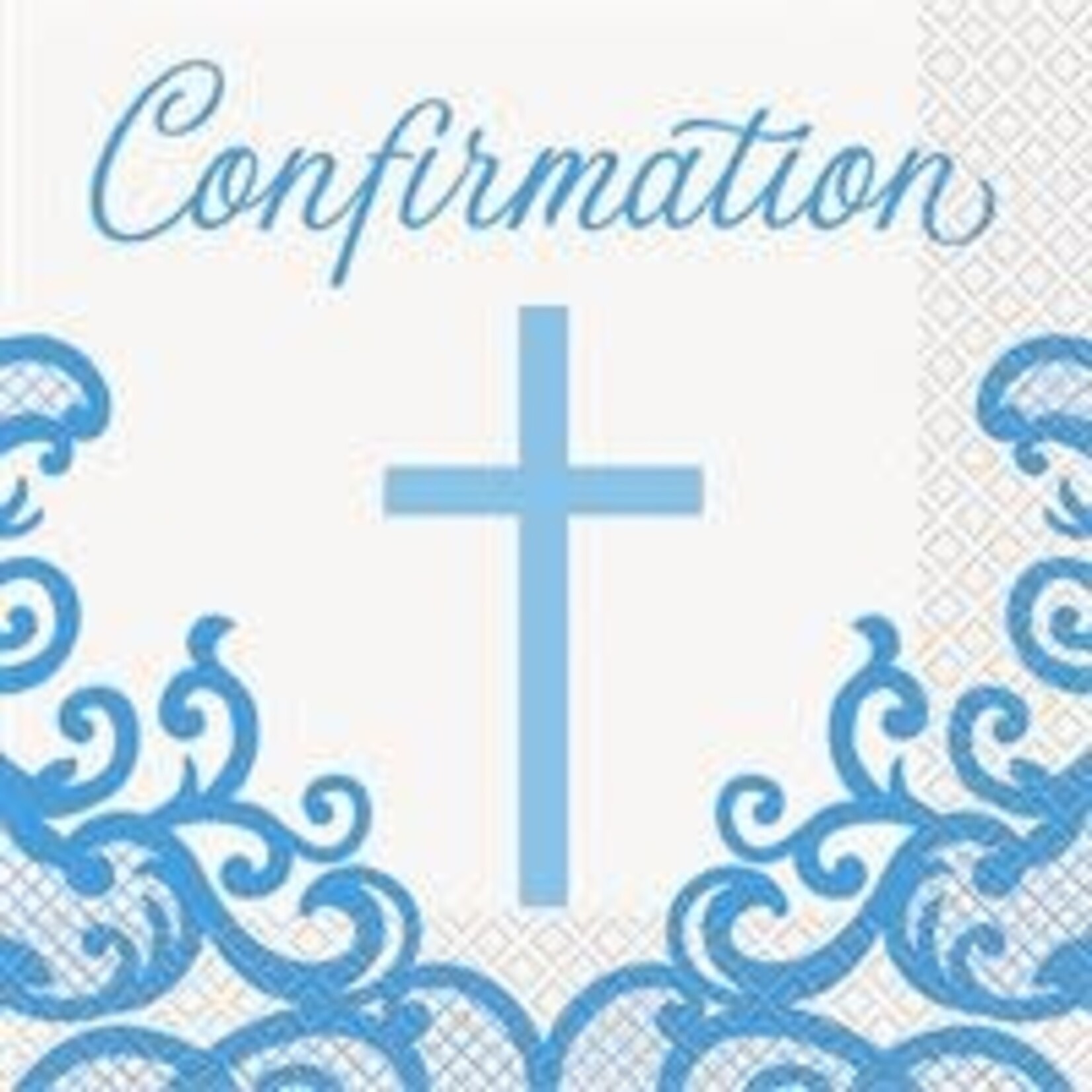 unique Fancy Blue Cross Confirmation Lunch Napkins - 12ct.