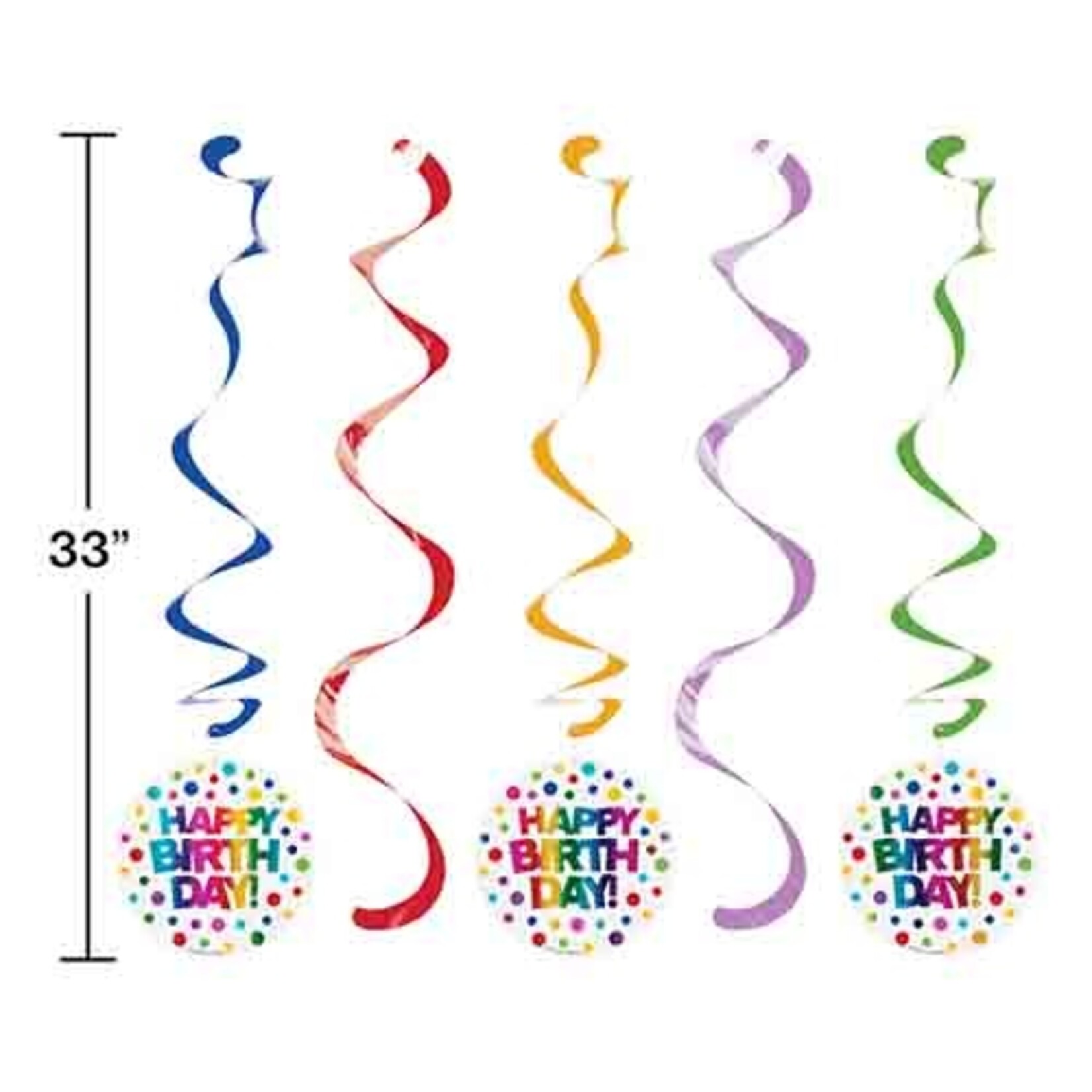 Creative Converting 33" Rainbow Foil Dizzy Danglers - 5ct.