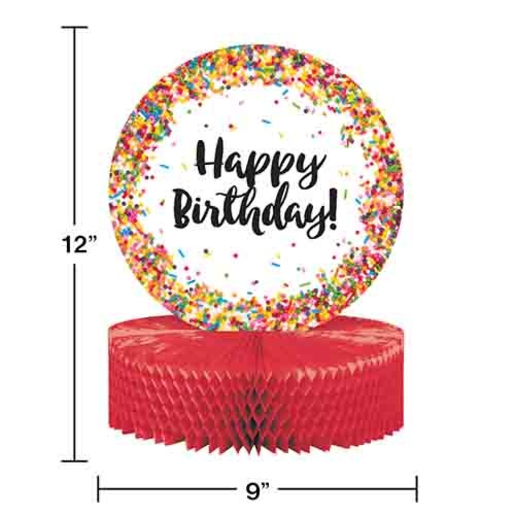 Creative Converting Sprinkles Happy Birthday Honeycomb Centerpiece - 1ct. (9" x 12")