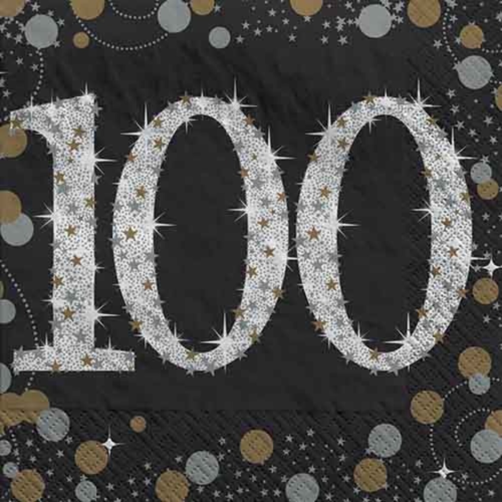Amscan Sparkling Celebration 100th Bev. Napkins - 16ct.