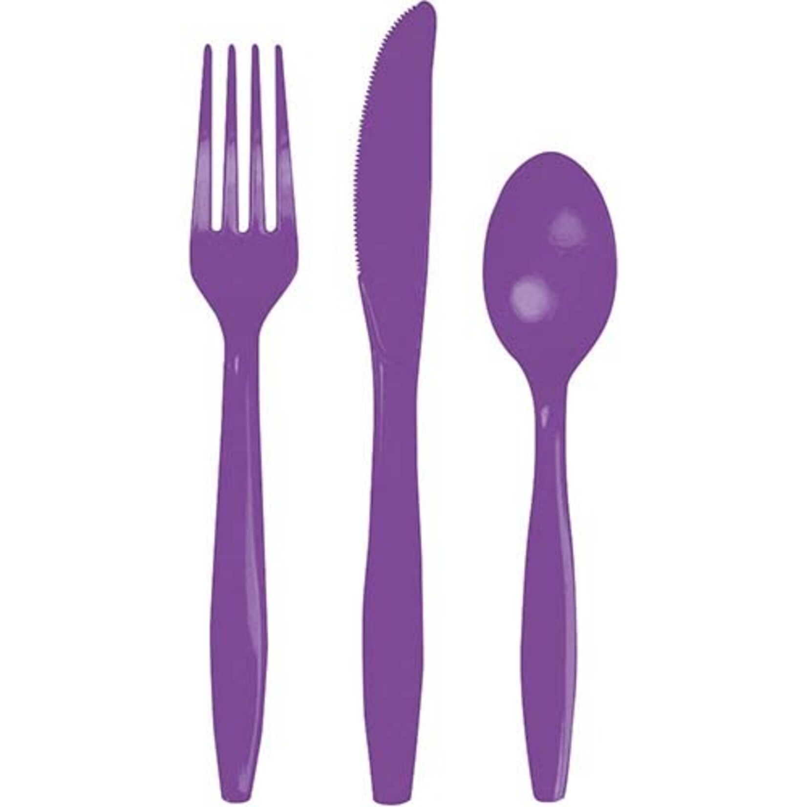 Creative Converting Amethyst Purple Assorted Flatware - 24ct.
