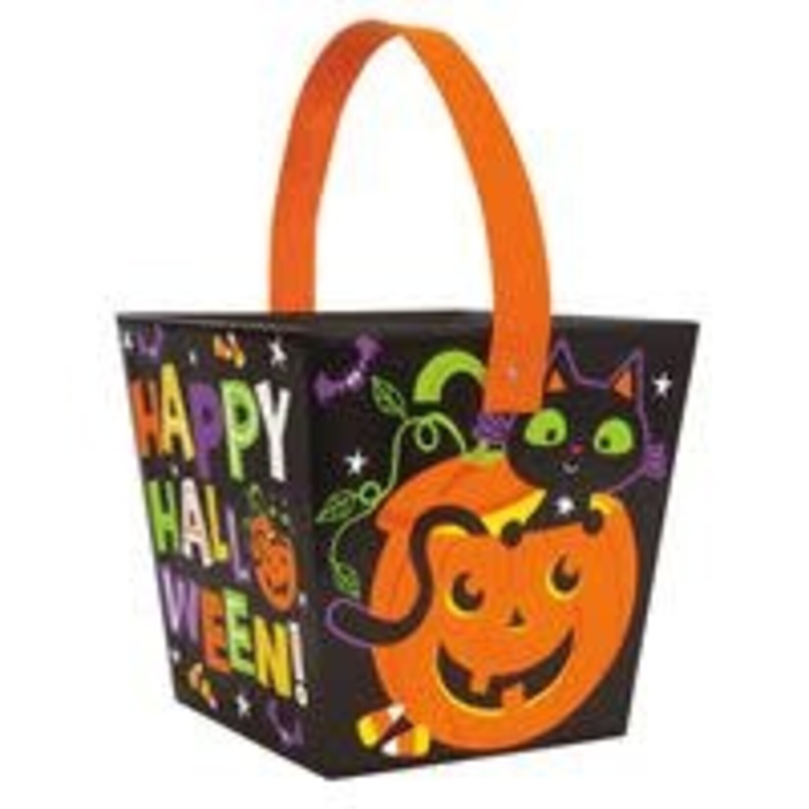 unique Halloween Cat In Pumpkin Treat Pail - 1ct. (8" x 8")