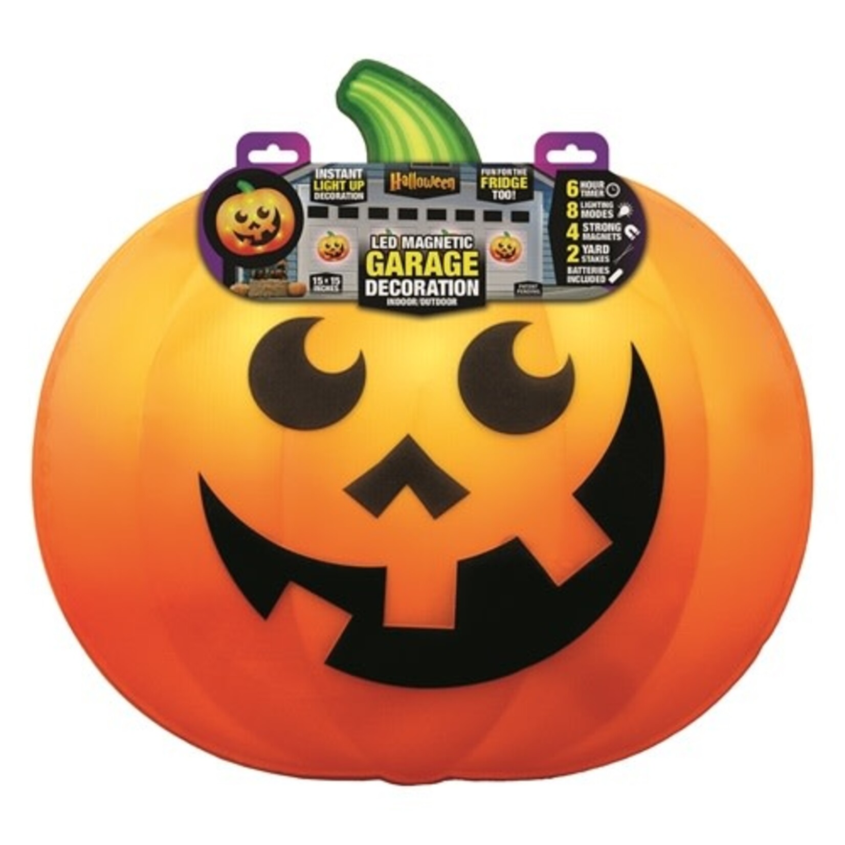 Shawshank Ledz Halloween Pumpkin LED Garage Decoration - 1ct. (15" x 15")