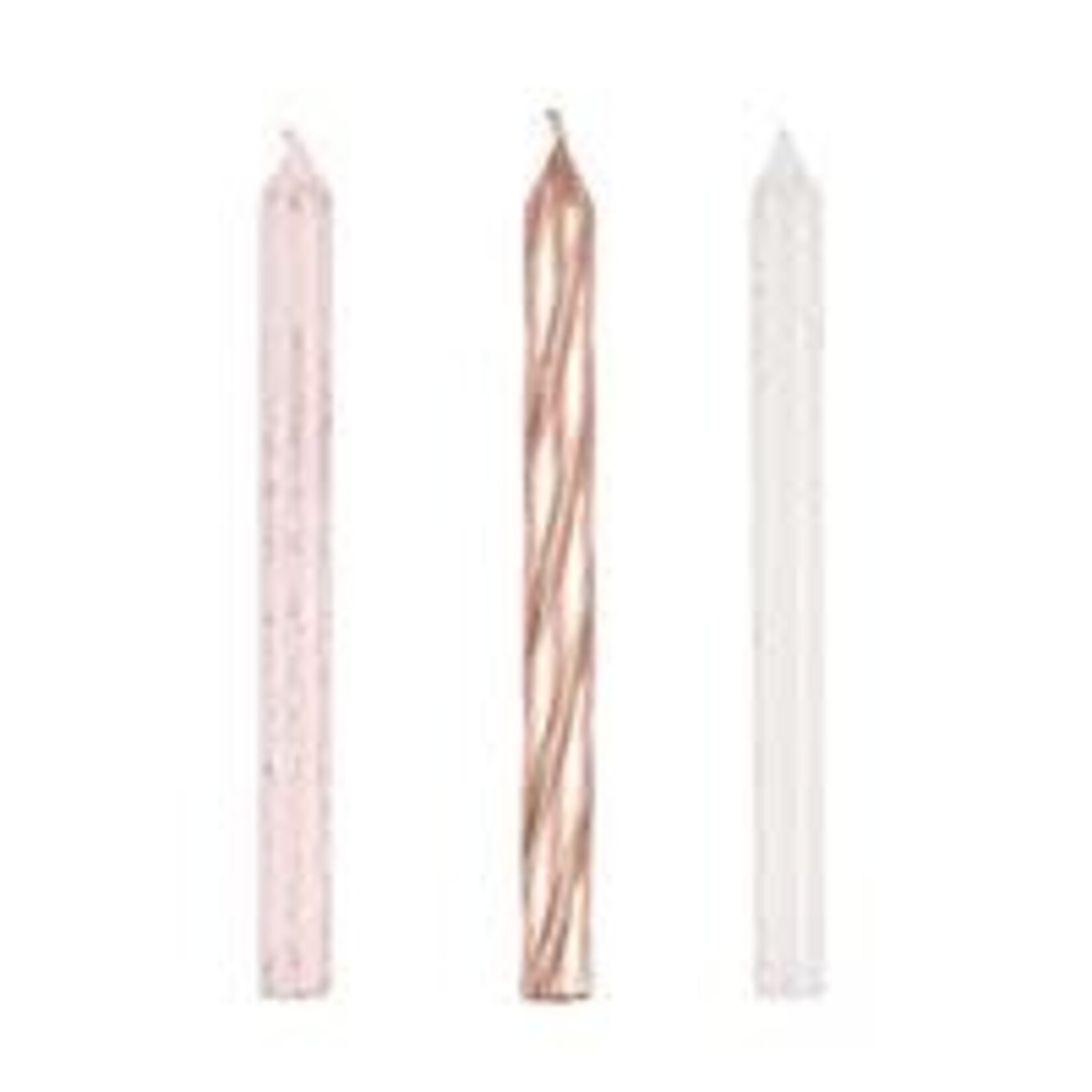 unique Rose Gold Glitter Spiral Birthday Candles - 24ct.