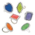 unique Plastic Gem Ring Birthday Favors - 24ct.