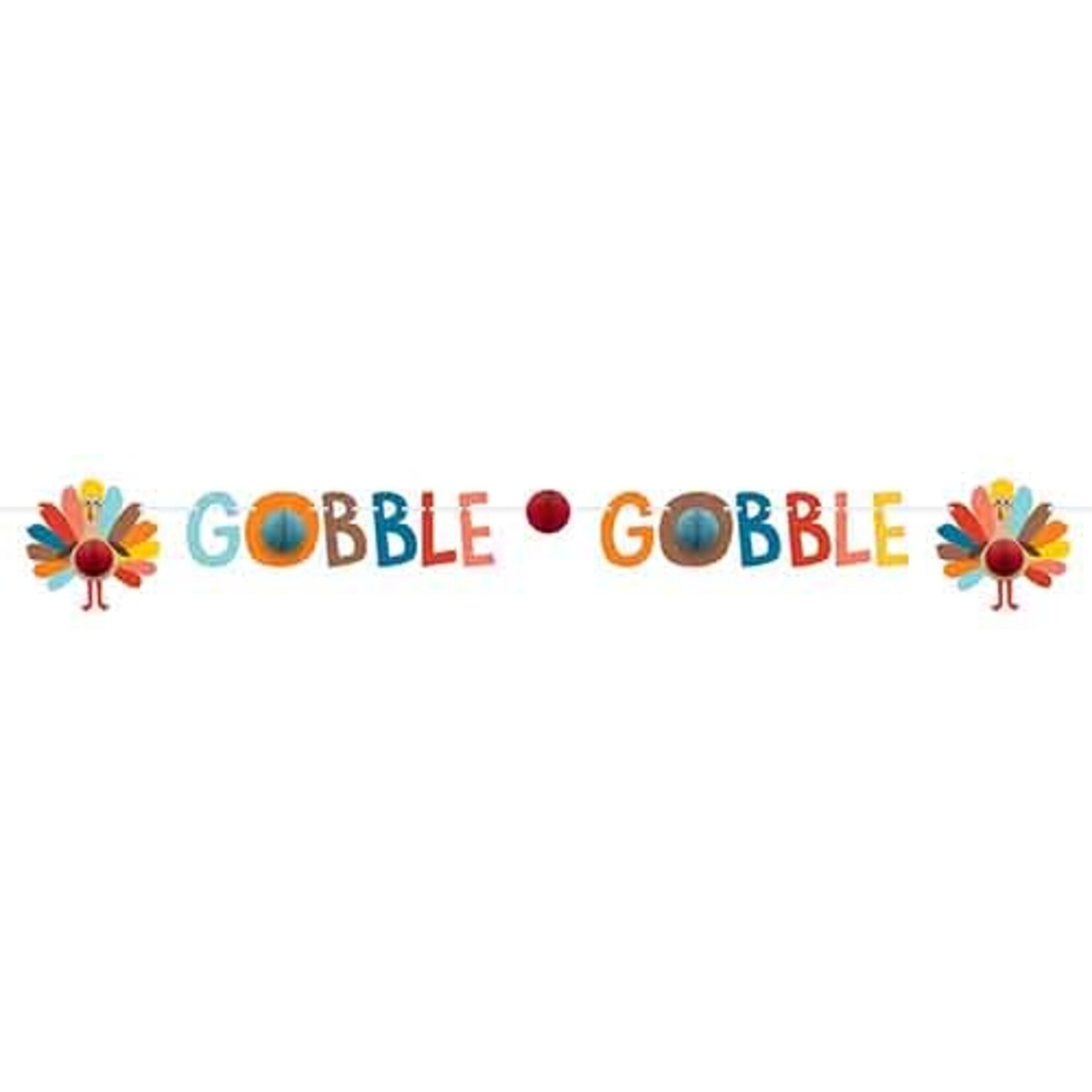 Amscan 6' Happy Turkey Day "Gobble, Gobble" Hanging Banner - 1ct.
