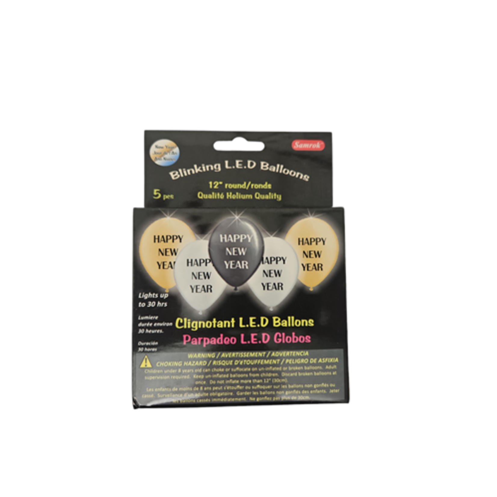 Samrok 12" Happy New Year Blinking LED Latex Balloons - 5ct.