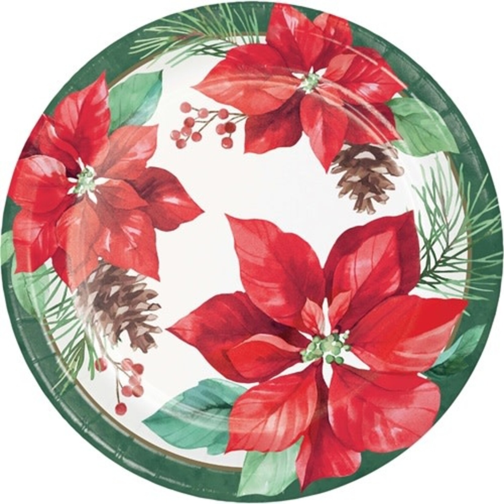 Creative Converting Poinsettia Perfection 9'' Paper Plates - 8ct.