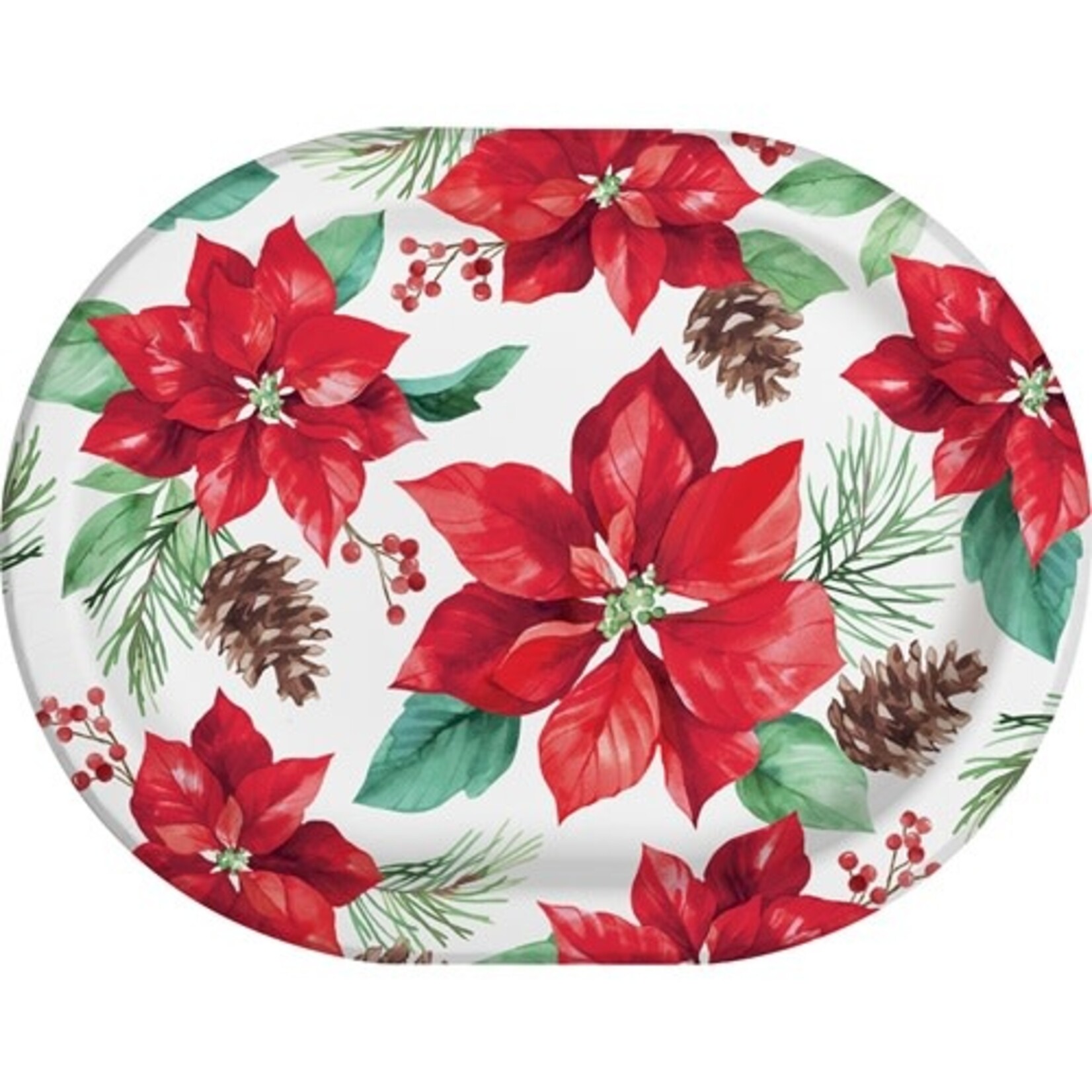 Creative Converting Poinsettia Perfection Oval Plates - 8ct. (12" x 9")