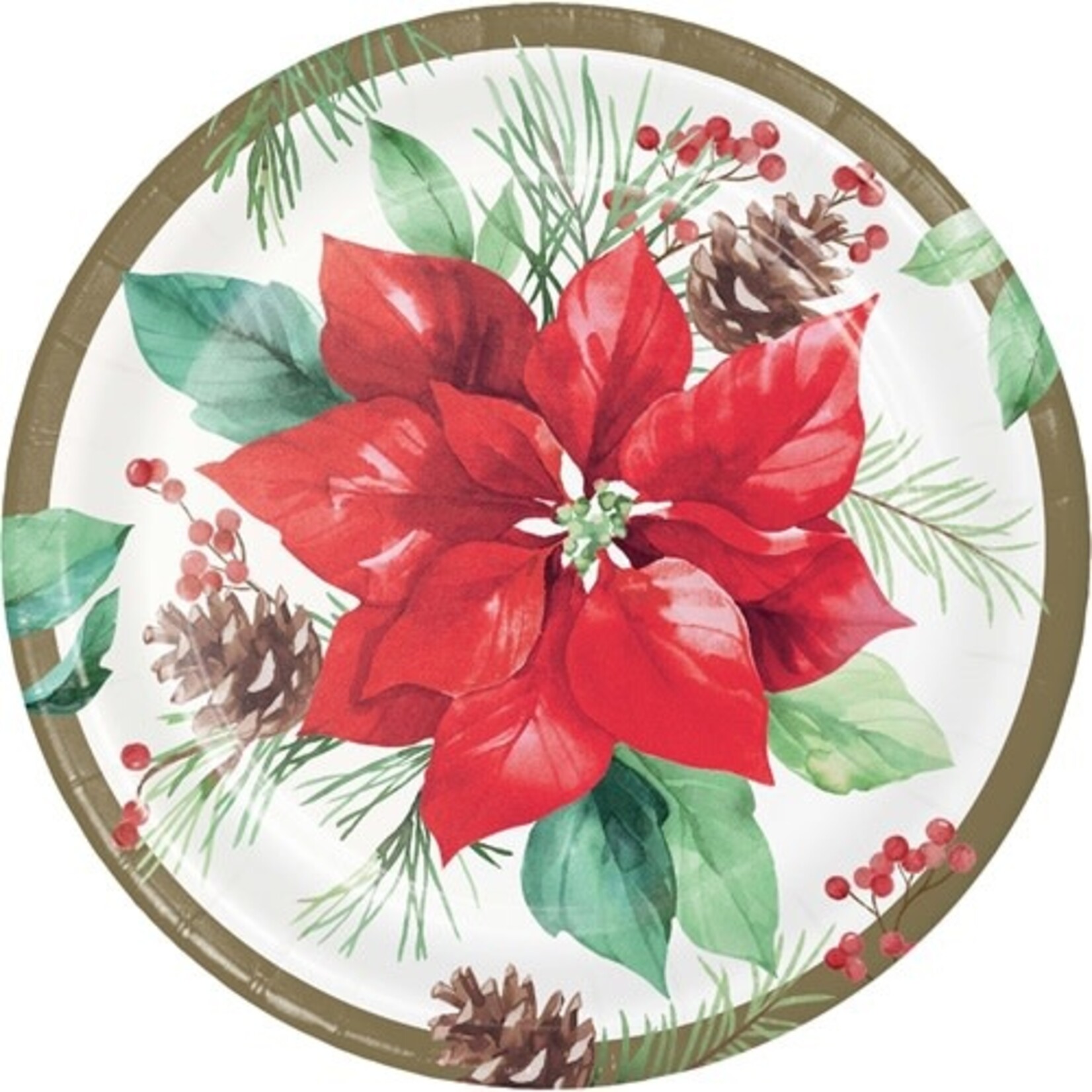 Creative Converting Poinsettia Perfection 7'' Paper Plates - 8 ct.
