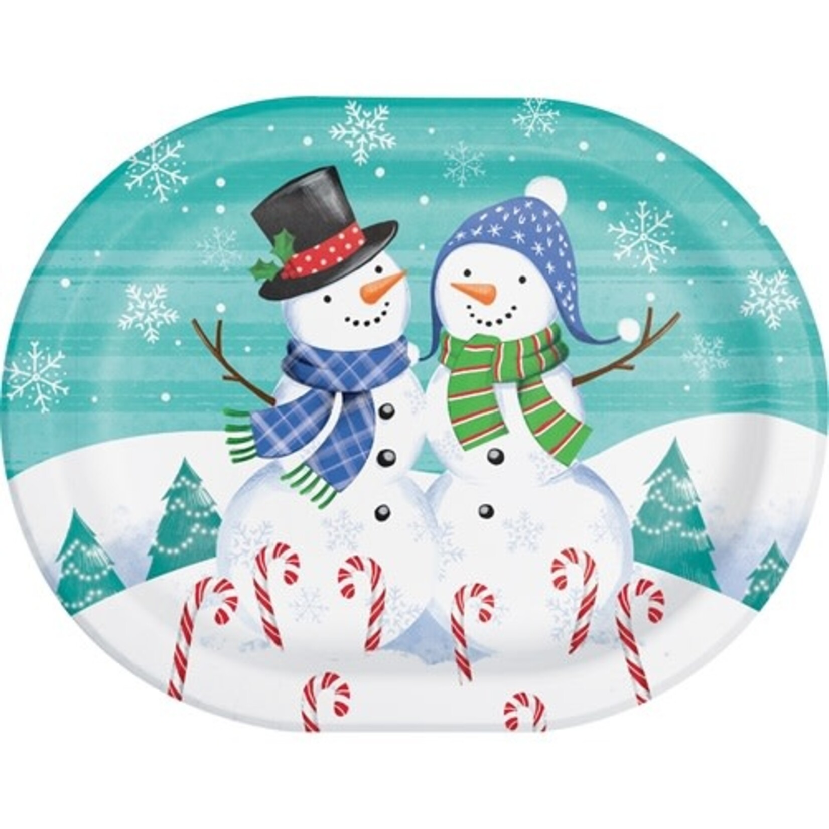 Creative Converting Snow Friends and Flakes Oval Plates - 8ct. (12" x 9")