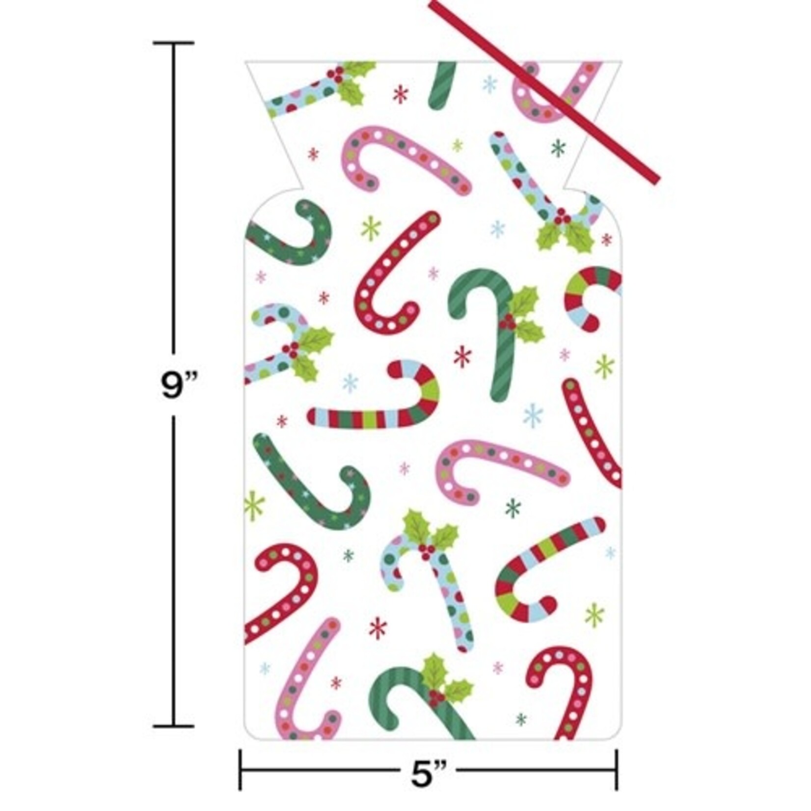 Creative Converting Candy Cane Treat Cello Bags - 20ct.