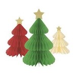 unique Christmas Honeycomb Tree w/ Gold Star Centerpieces - 3ct.