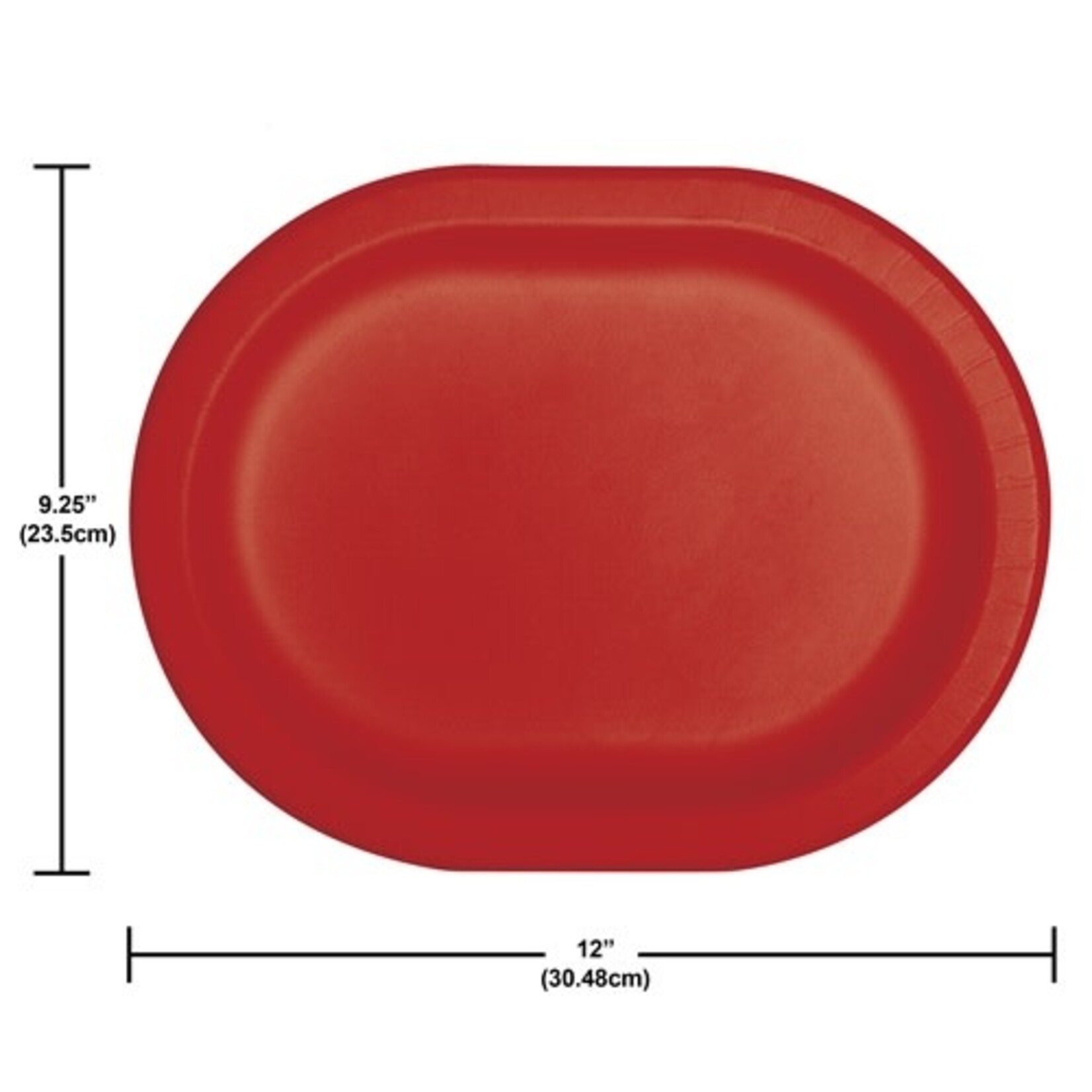Touch of Color Classic Red Oval Paper Plates - 8ct (12" x 9")