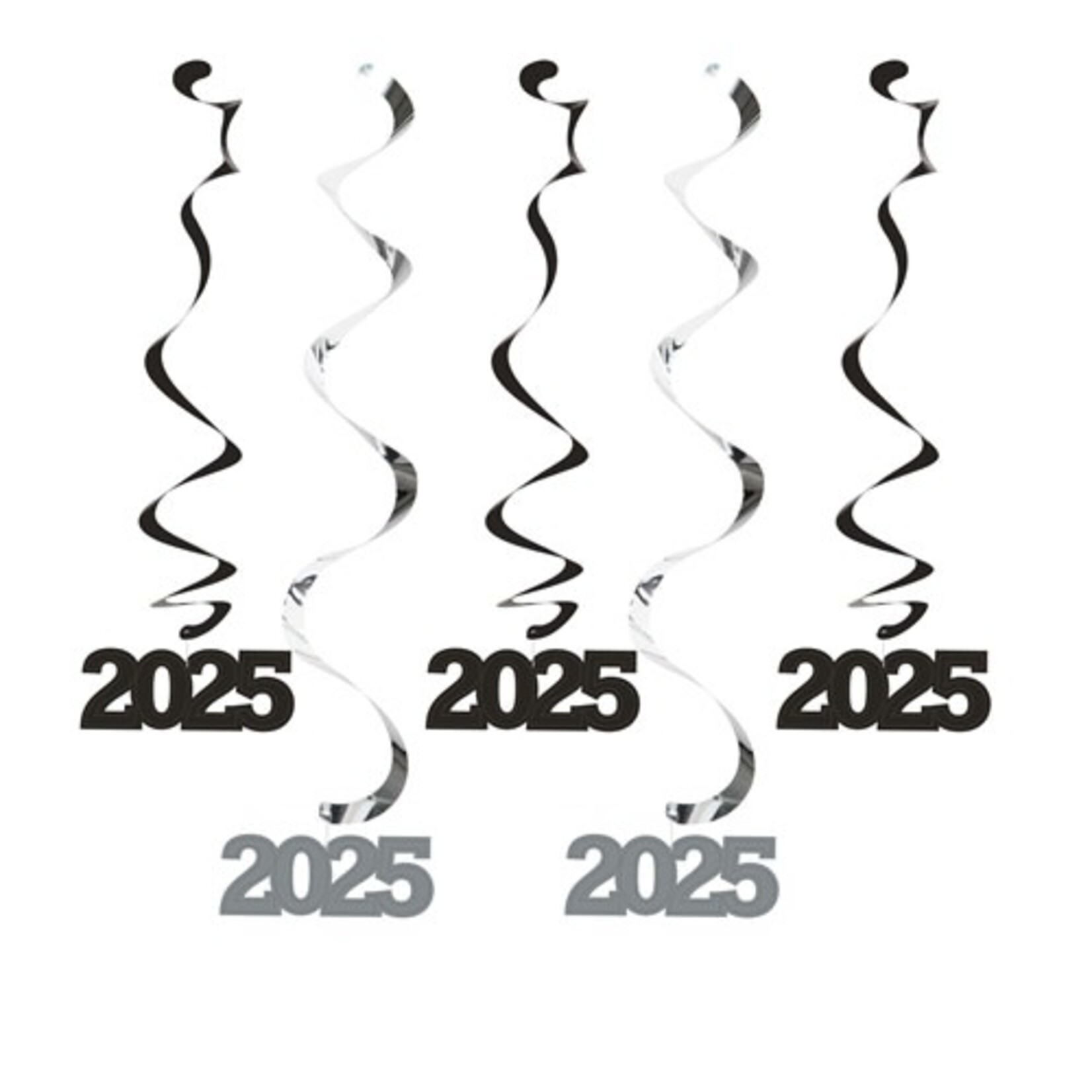 Creative Converting 2025 Black & Silver Dizzy Danglers - 3ct.