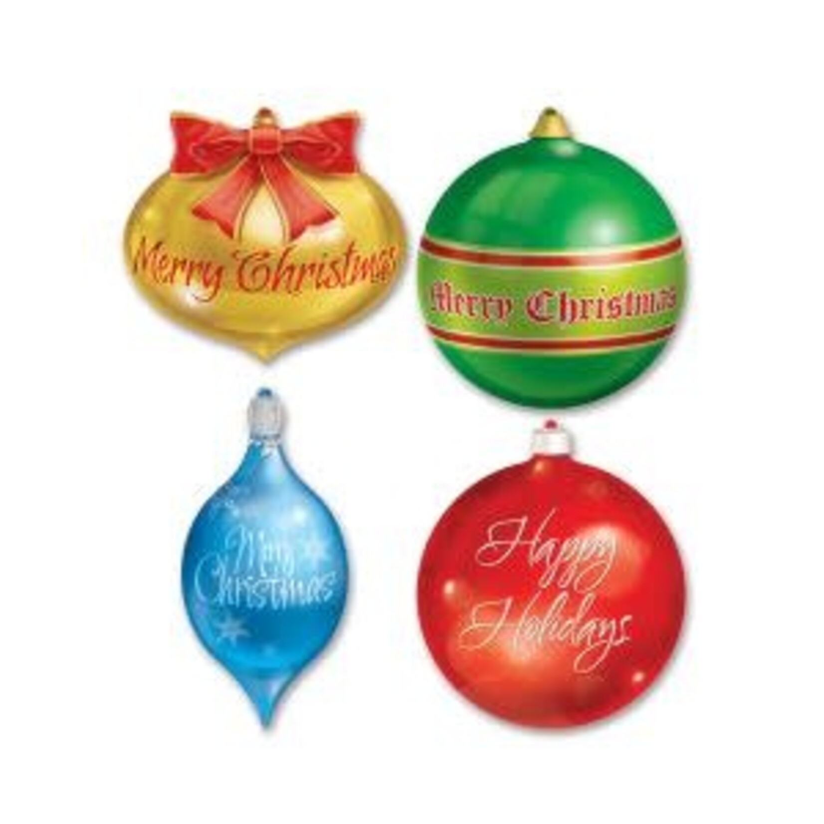Beistle Christmas Ornament Cutouts - 4ct. (Asst. Sizes)