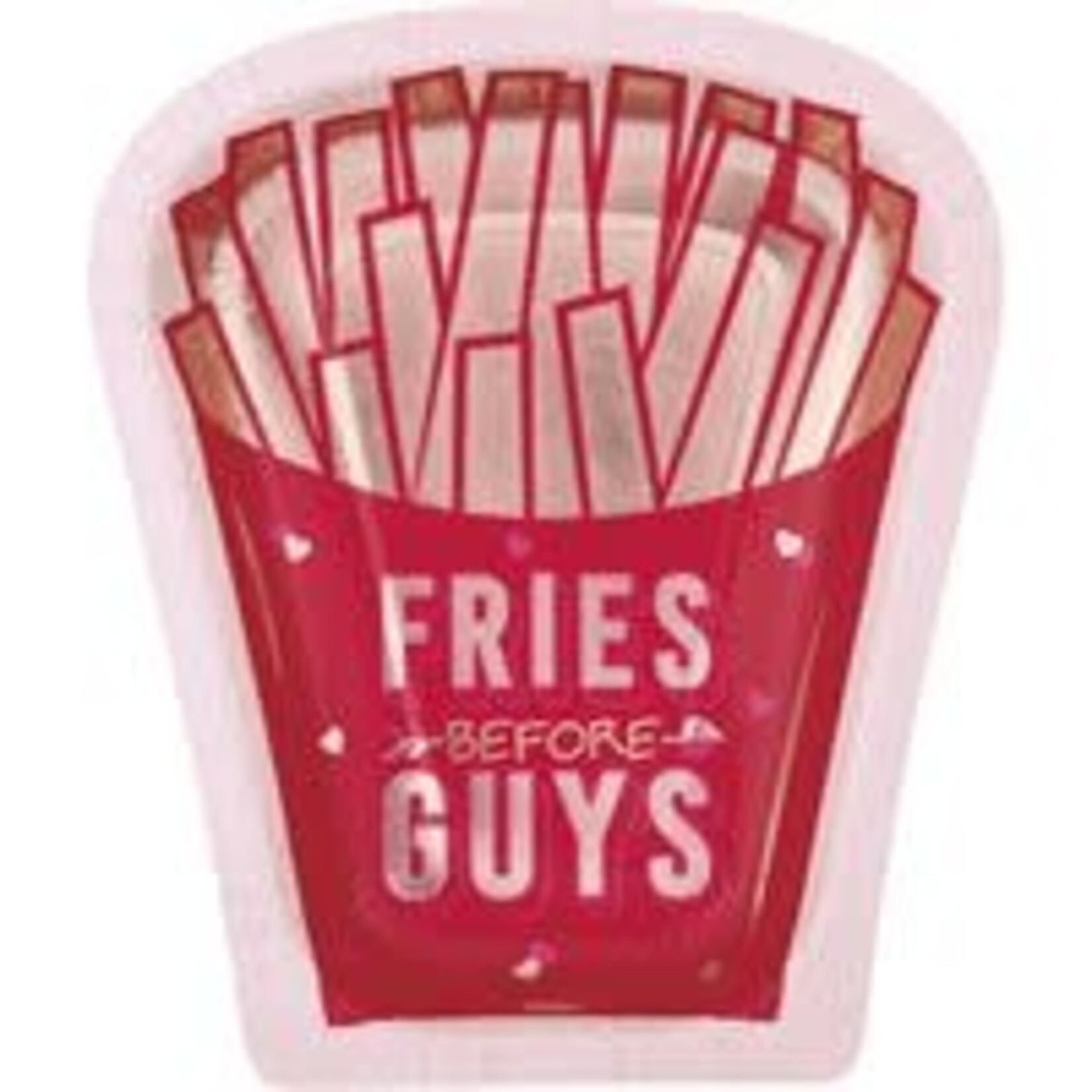 unique 8" Lovely Galentine "Fries Before Guys" Shaped Plates - 8ct.