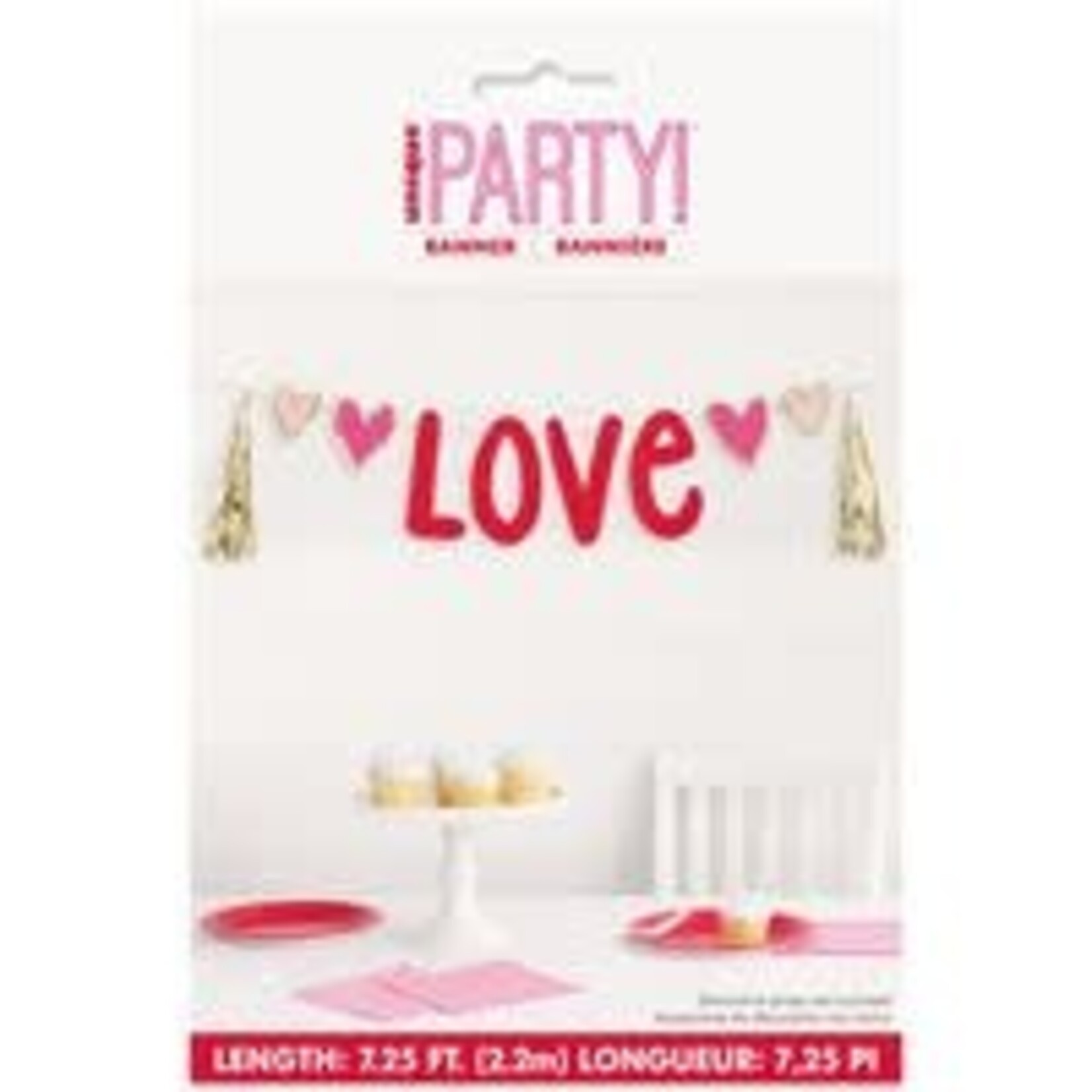 unique 7' Valentine's Day "Love" Banner w/ Gold Tassels - 1ct.