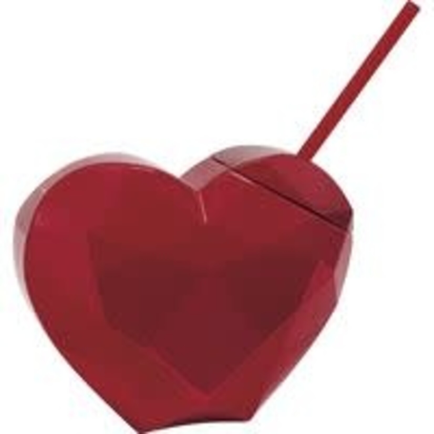 unique 24oz. Red Heart Shaped Metallic Reusable Cup w/ Straw - 1ct.