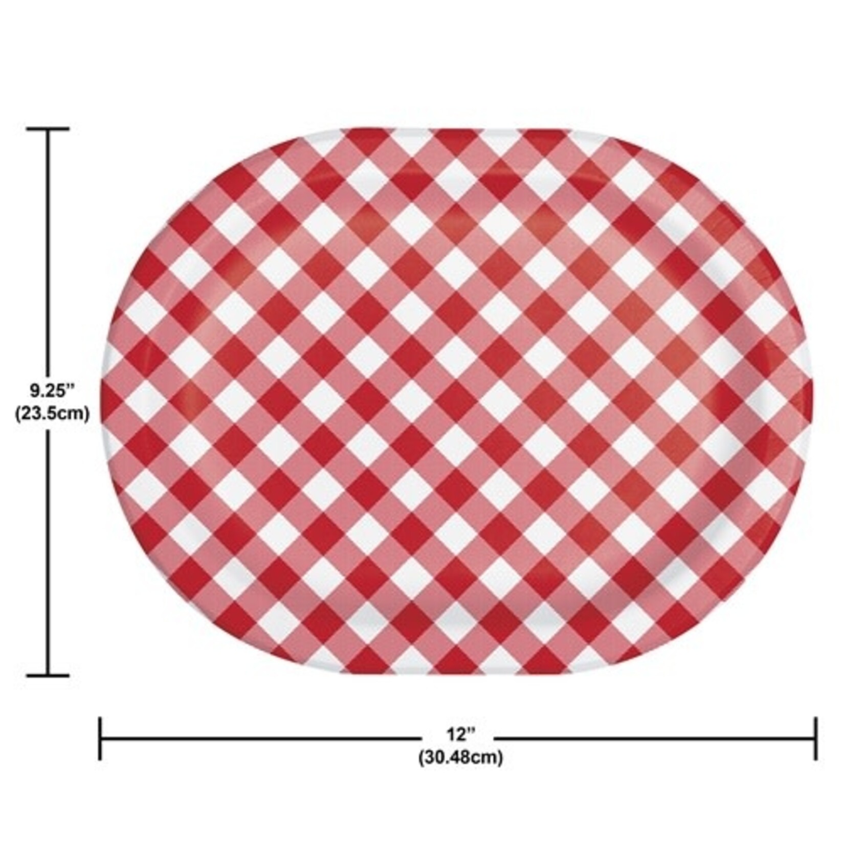 Creative Converting Red Classic Gingham Oval Plates - 8ct.