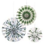 unique Garden Party Assorted Paper Fan Decorations - 3ct.