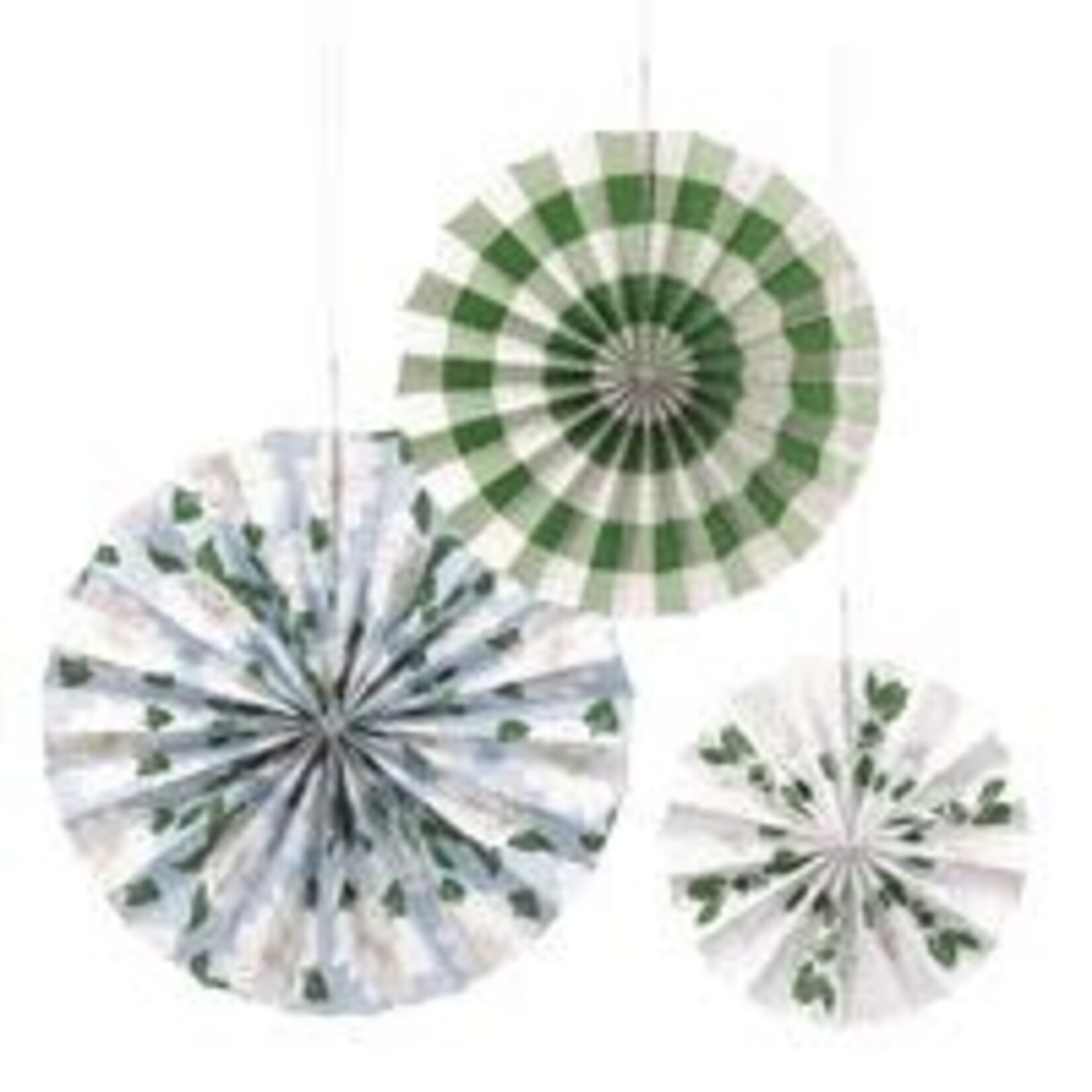 unique Garden Party Assorted Paper Fan Decorations - 3ct.