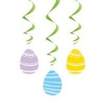 unique 26" Colorful Gingham Easter Hanging Swirls Decorations - 3ct.