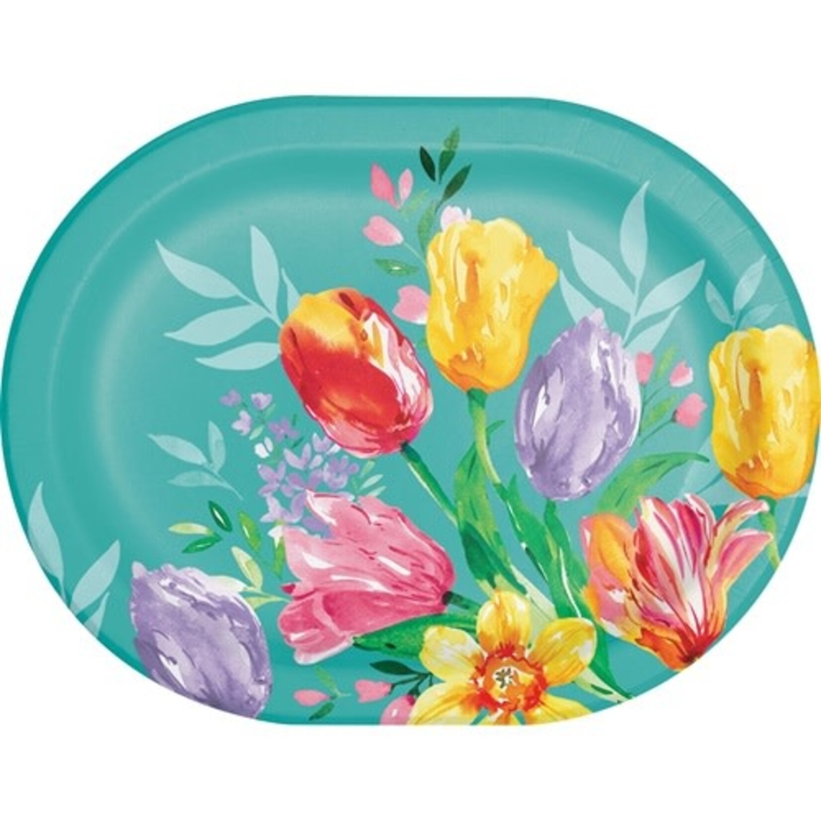 Creative Converting Beautiful Blooms Oval Plates - 8ct. (10" x 12")