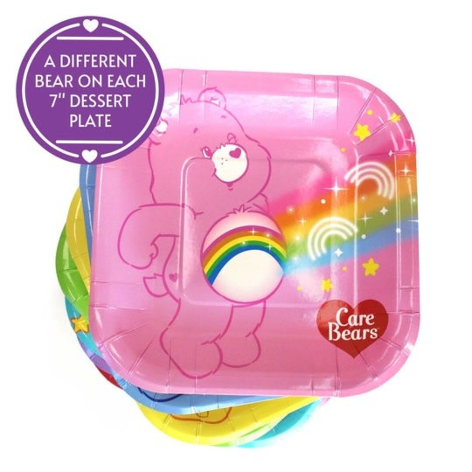 Prime Party 7" Care Bears Square Plates - 8ct.
