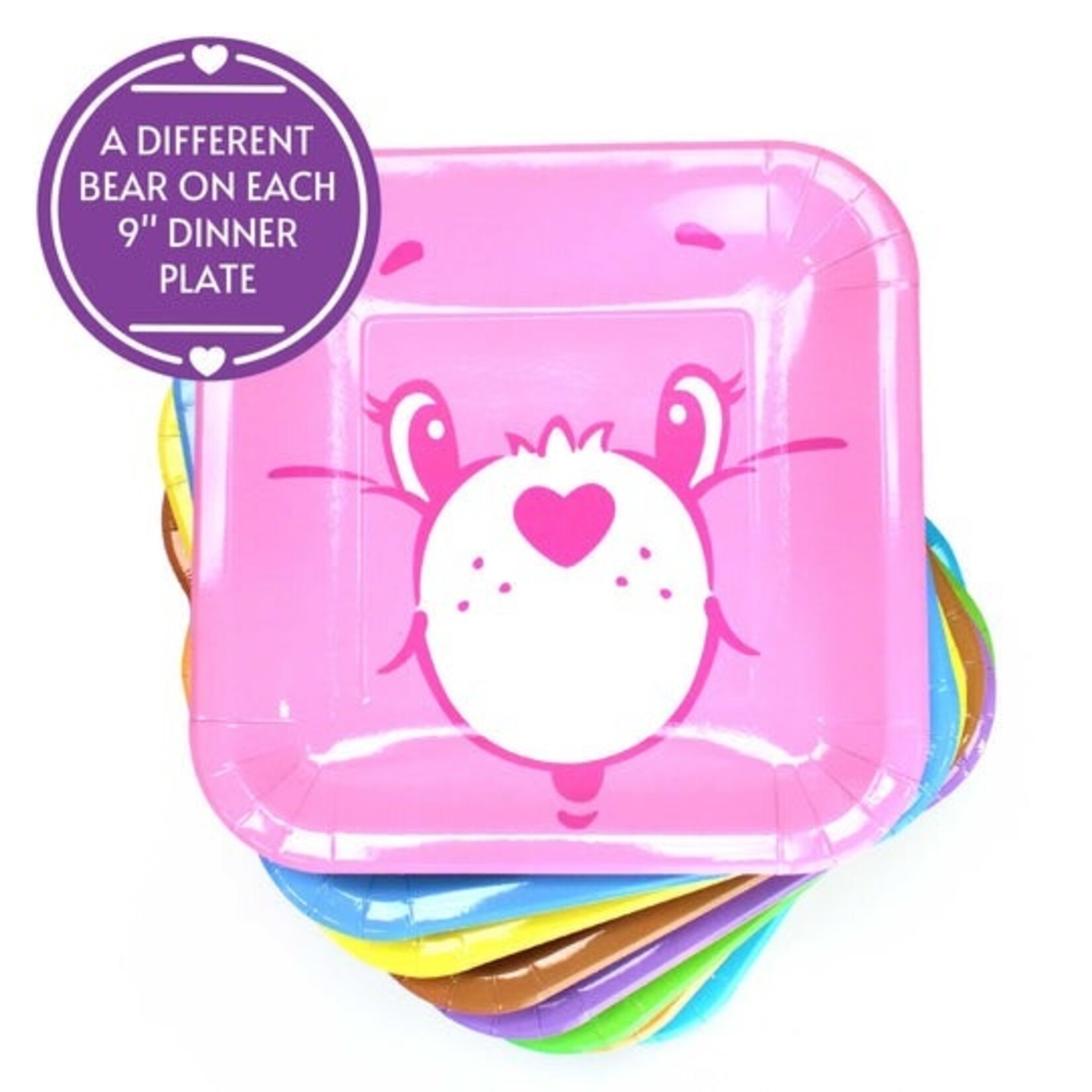 Prime Party 9" Care Bears Square Plates - 8ct.