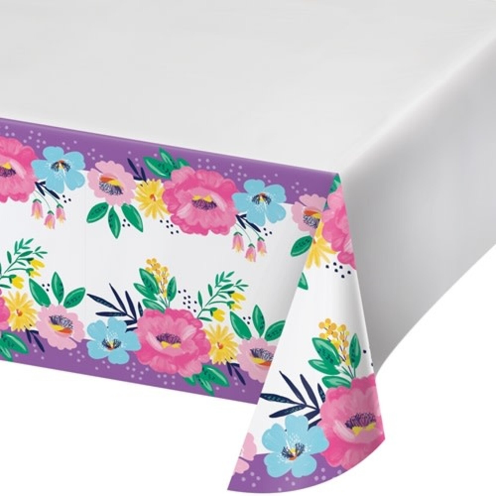 Creative Converting Fresh Florals Paper Tablecover - 1ct. (54" x 108")