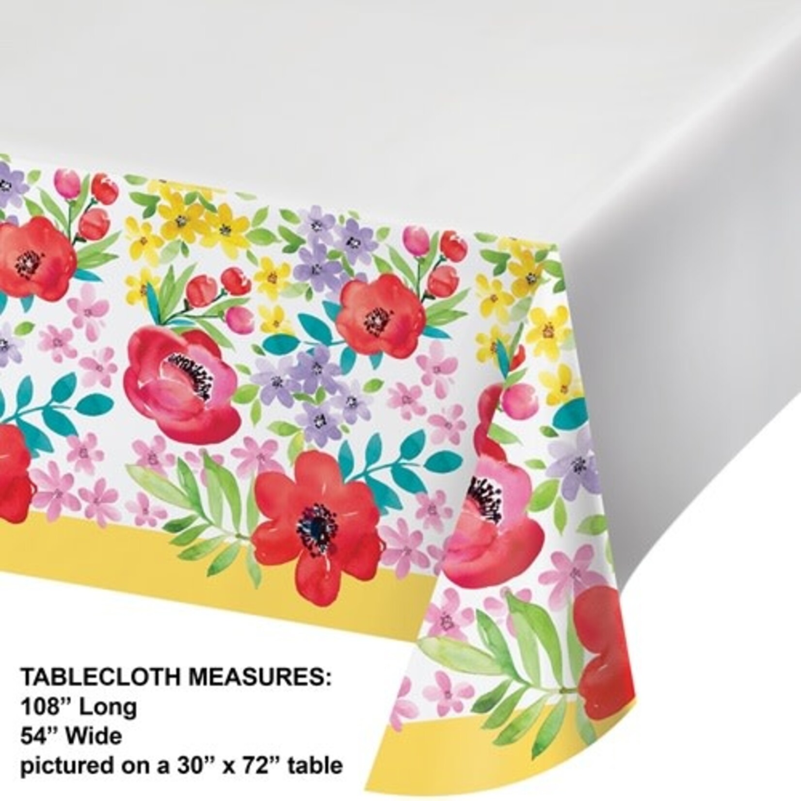 Creative Converting Spring Poppies Paper Tablecover - 1ct. (54" x 108")
