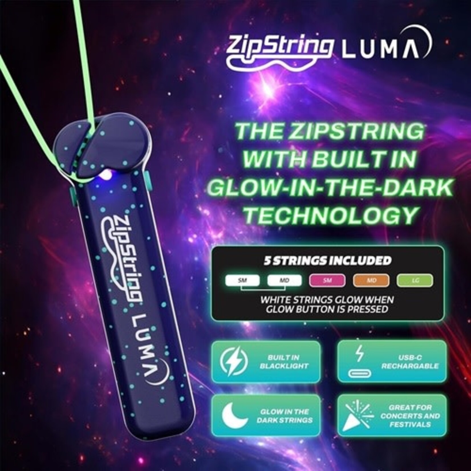ZipString ZipString Luma - Glow In The Dark - 1ct.