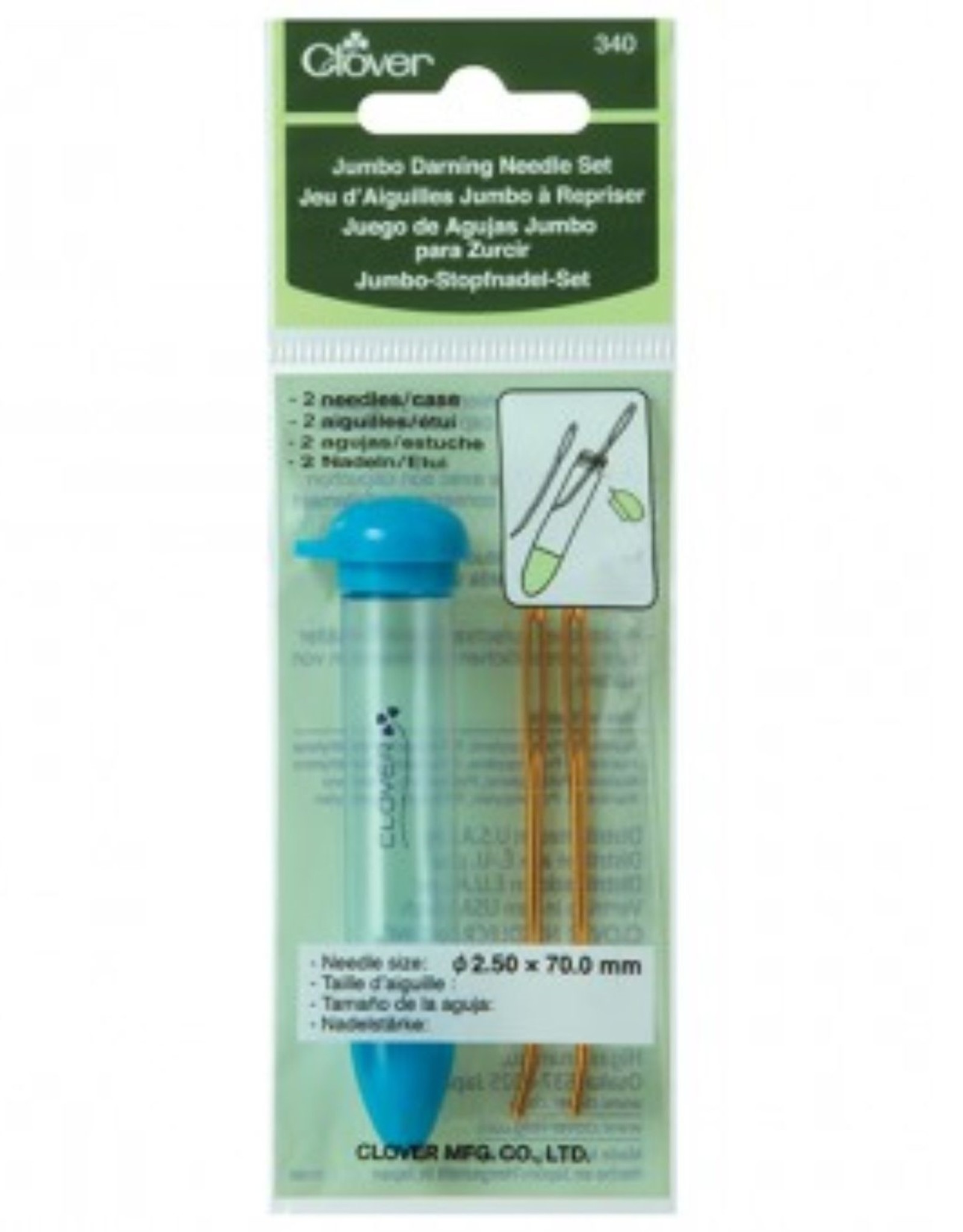 Clover Jumbo Bent Point Darning Needle - set of 2 in clear tube