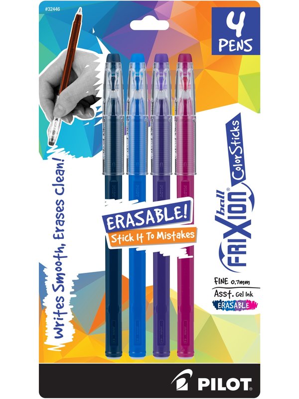 Pilot FriXion ColorSticks Heat Erasable Pen 4 pack