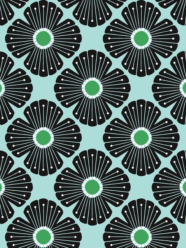 Cotton + Steel On a Spring Day Blossom Canvas Kelly Green