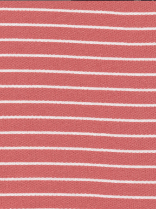 Cloud 9 Fabric Organic Knit  by Jessica Jones stripes red/white