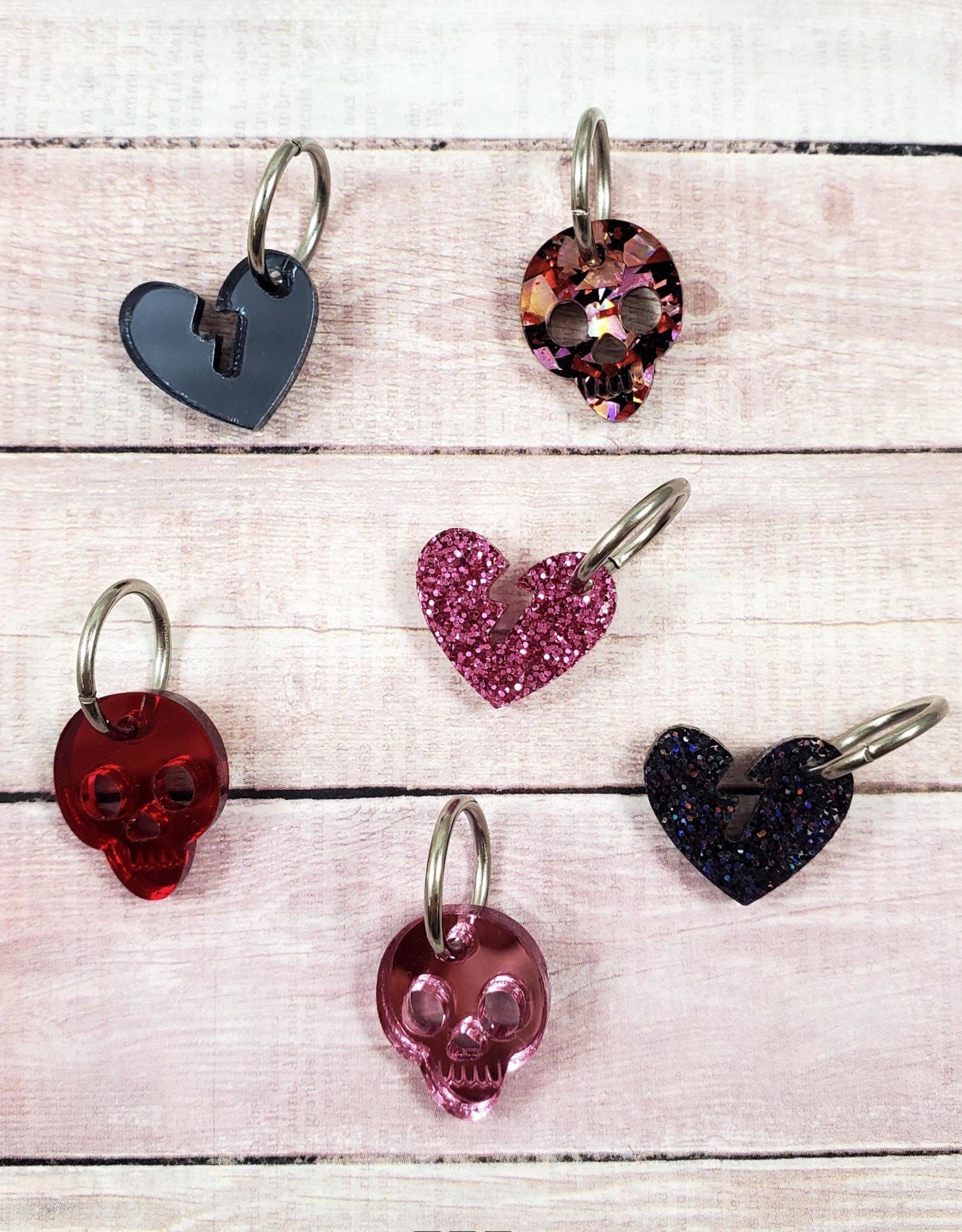 Katrinkles Valentines Day Skull & Broken Heart Markers