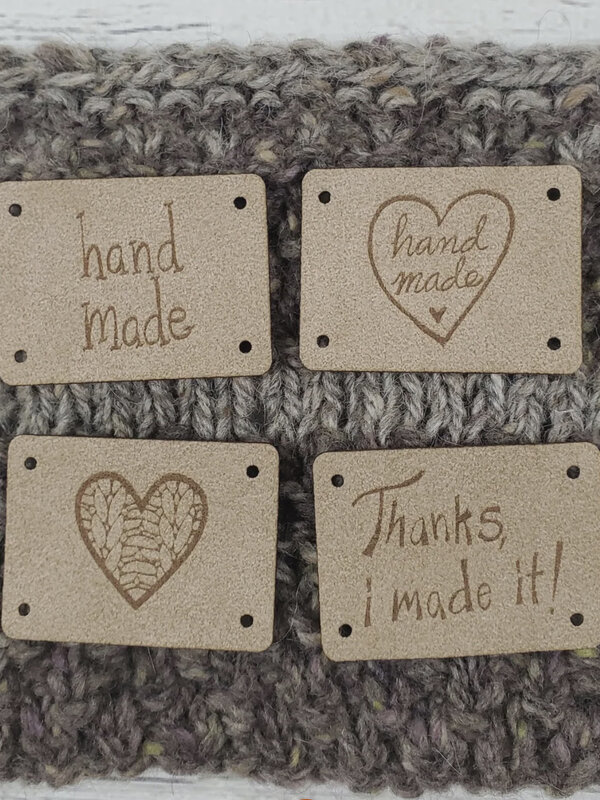 Katrinkles Faux Suede Hand Made and Heart Tag