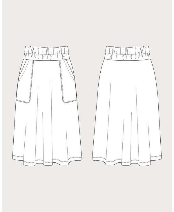 White Cotton Poplin Lace Waistband Maxi Skirt