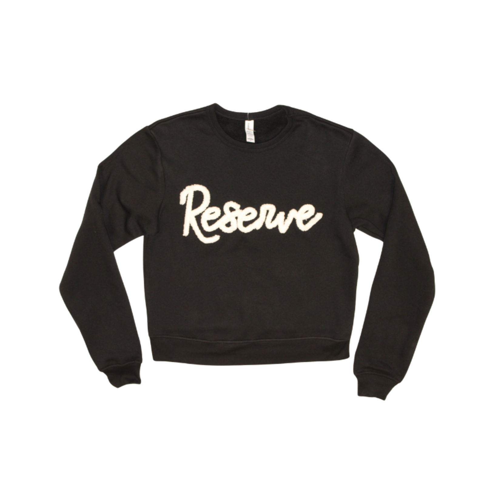 Magnolia Blu Ladies Black Cropped Sweatshirt Reserve Chenille