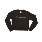 Magnolia Blu Ladies Black Cropped Sweatshirt Reserve Script White Embroidery