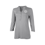 Charles River Apparel Women's Grey/White Stripe Windsor Henley