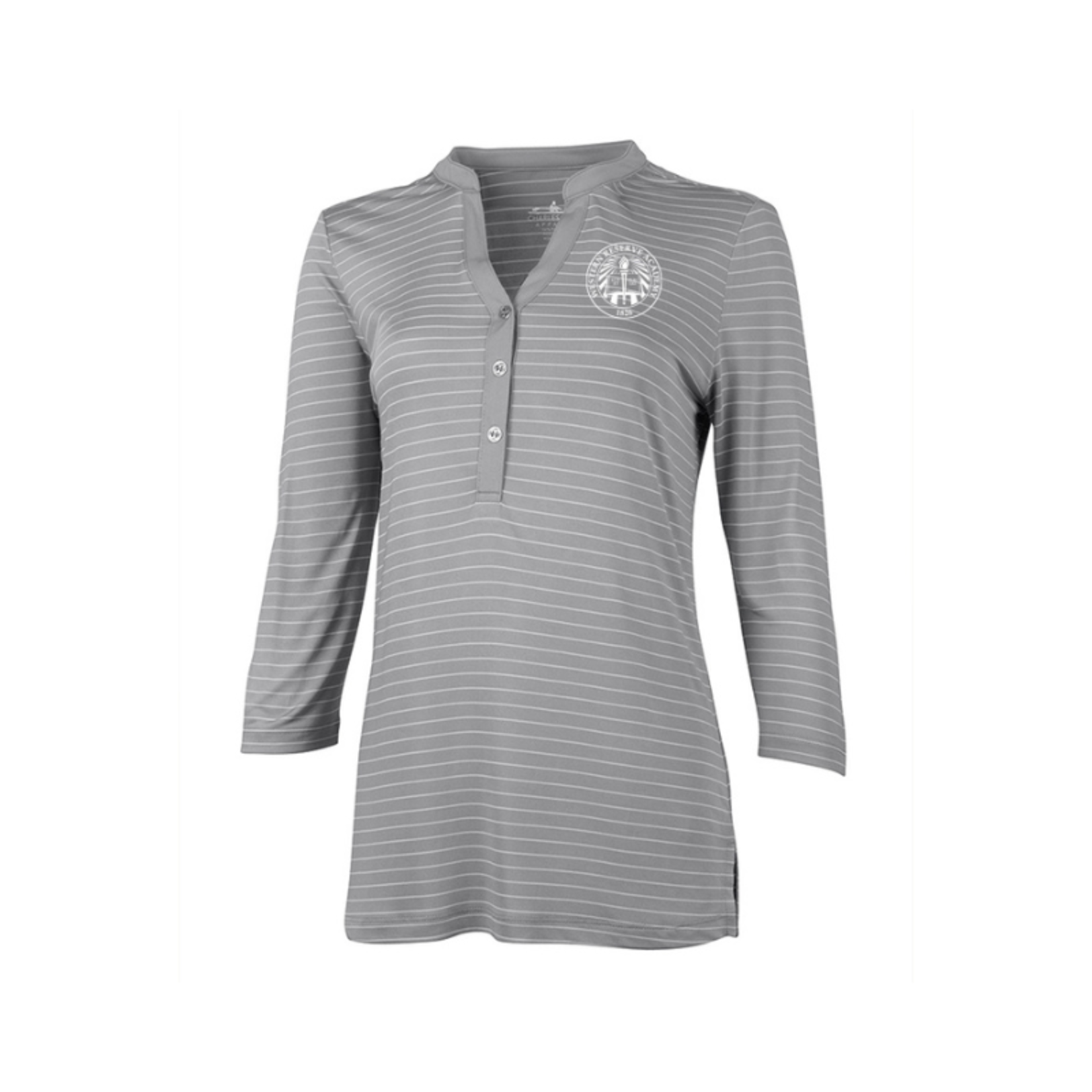 Charles River Apparel Women's Grey/White Stripe Windsor Henley