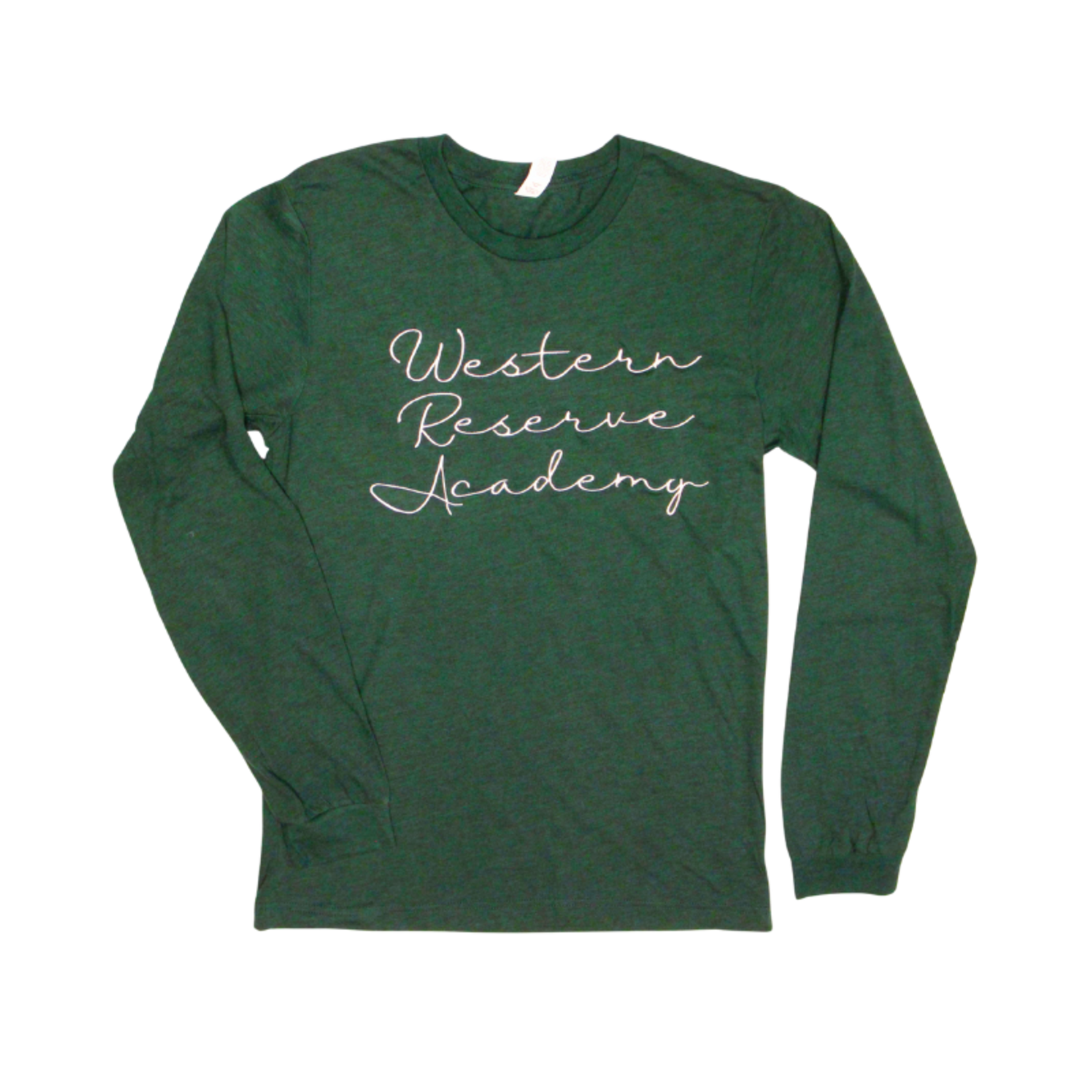 Magnolia Blu Unisex Emerald Green Long Sleeve Shirt with Silver Cursive Design